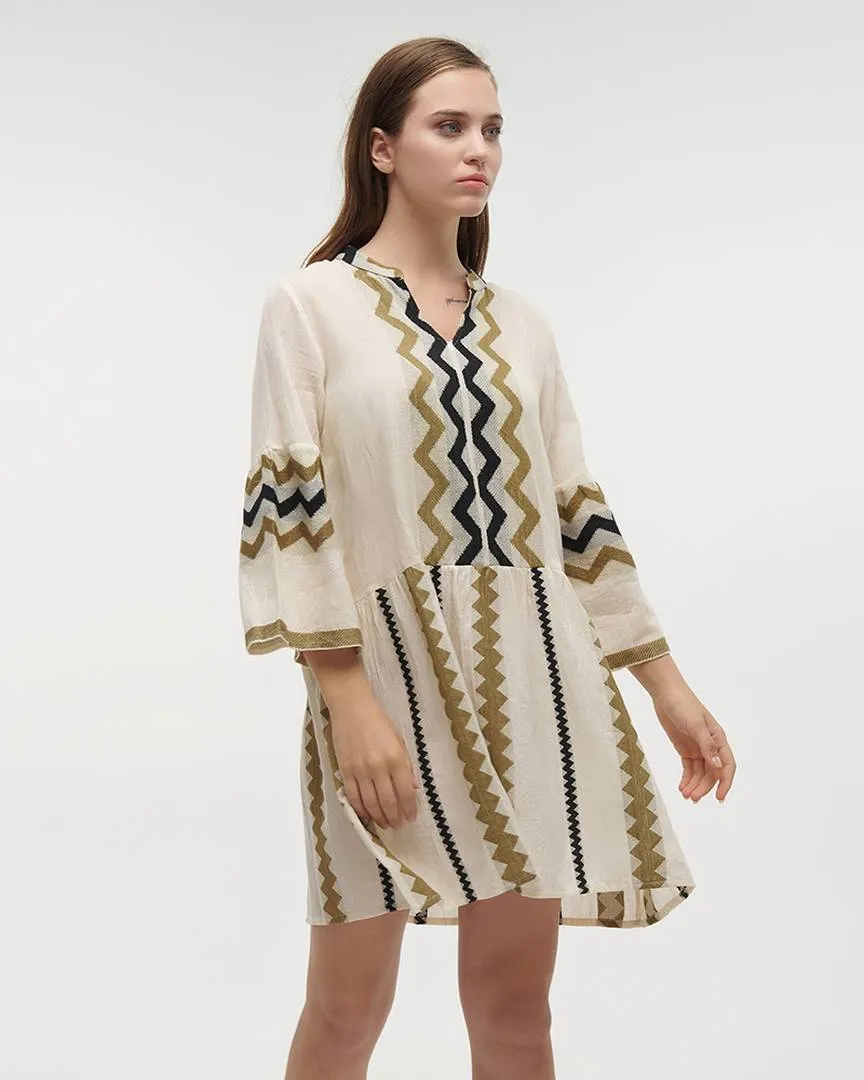 ΦΟΡΕΜΑ ΚΟΝΤΟ ΜΕ 3/4 ΜΑΝΙΚΙ ΑΣΠΡΟ/ΧΑΚΙ/ΜΠΛΕ ONE SIZE (100% COTTON)