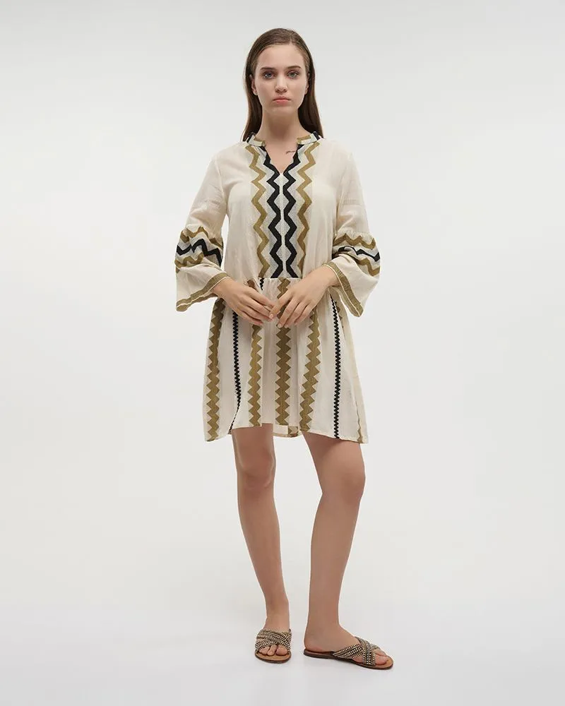 ΦΟΡΕΜΑ ΚΟΝΤΟ ΜΕ 3/4 ΜΑΝΙΚΙ ΑΣΠΡΟ/ΧΑΚΙ/ΜΠΛΕ ONE SIZE (100% COTTON)