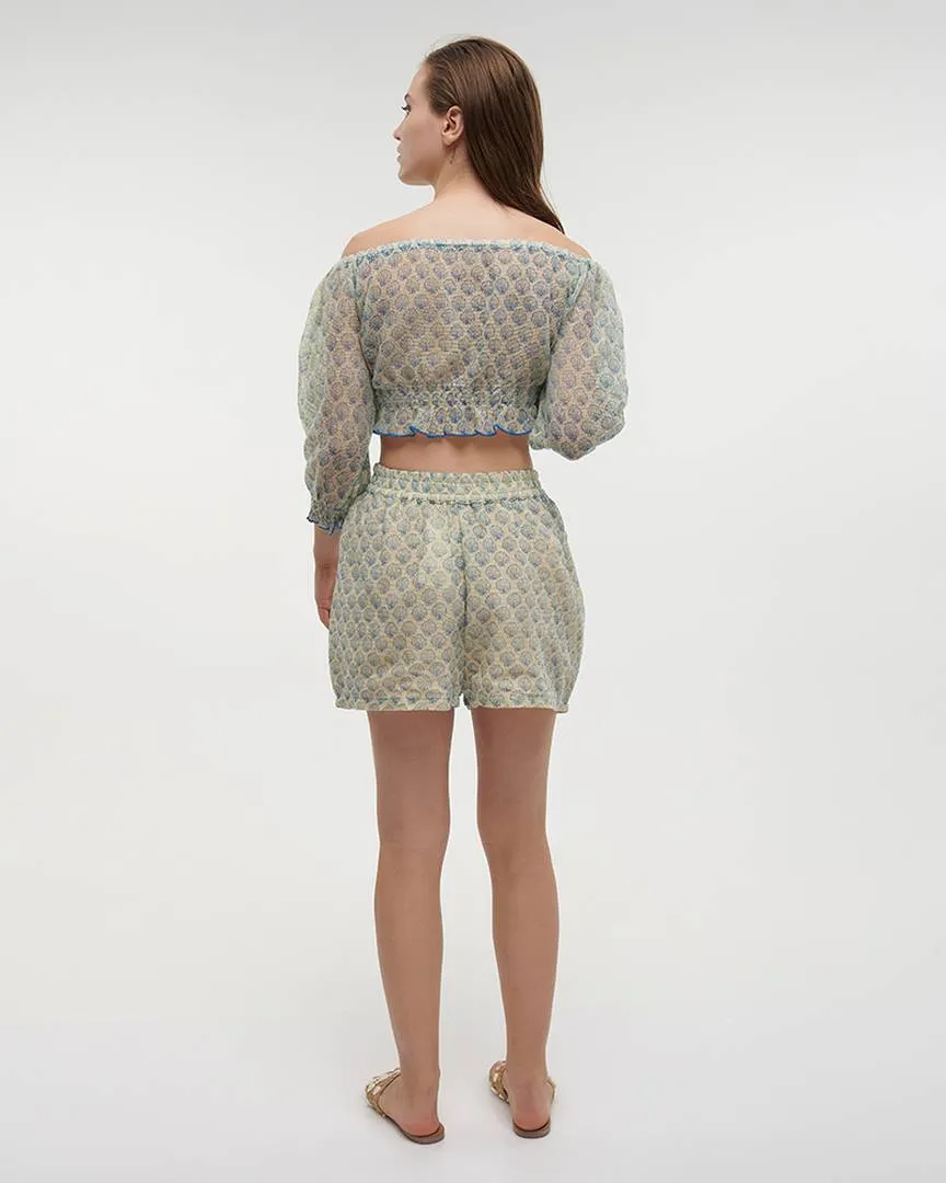 ΤΟΠ ΜΕ 3/4 ΜΑΝΙΚΙ ΛΕΥΚΟ/ΜΠΛΕ ONE SIZE (100% COTTON)