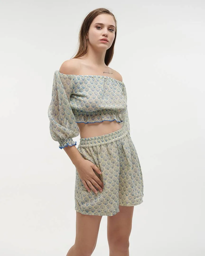 ΤΟΠ ΜΕ 3/4 ΜΑΝΙΚΙ ΛΕΥΚΟ/ΜΠΛΕ ONE SIZE (100% COTTON)