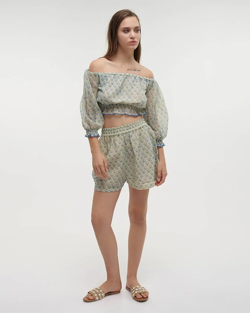 ΤΟΠ ΜΕ 3/4 ΜΑΝΙΚΙ ΛΕΥΚΟ/ΜΠΛΕ ONE SIZE (100% COTTON)