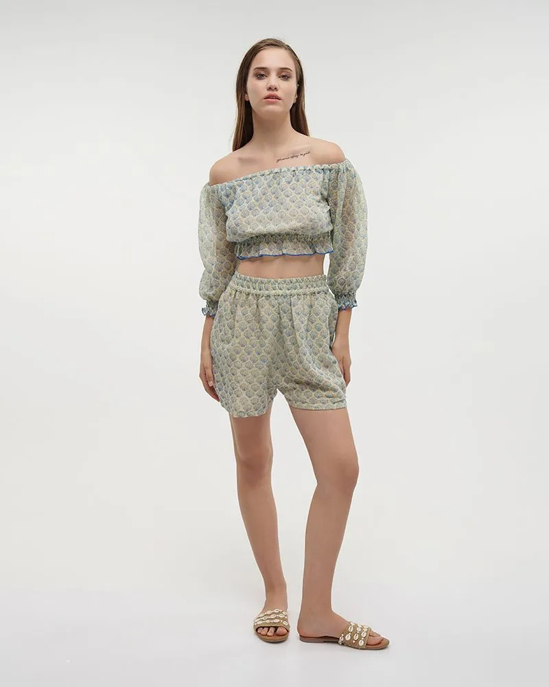 ΤΟΠ ΜΕ 3/4 ΜΑΝΙΚΙ ΛΕΥΚΟ/ΜΠΛΕ ONE SIZE (100% COTTON)