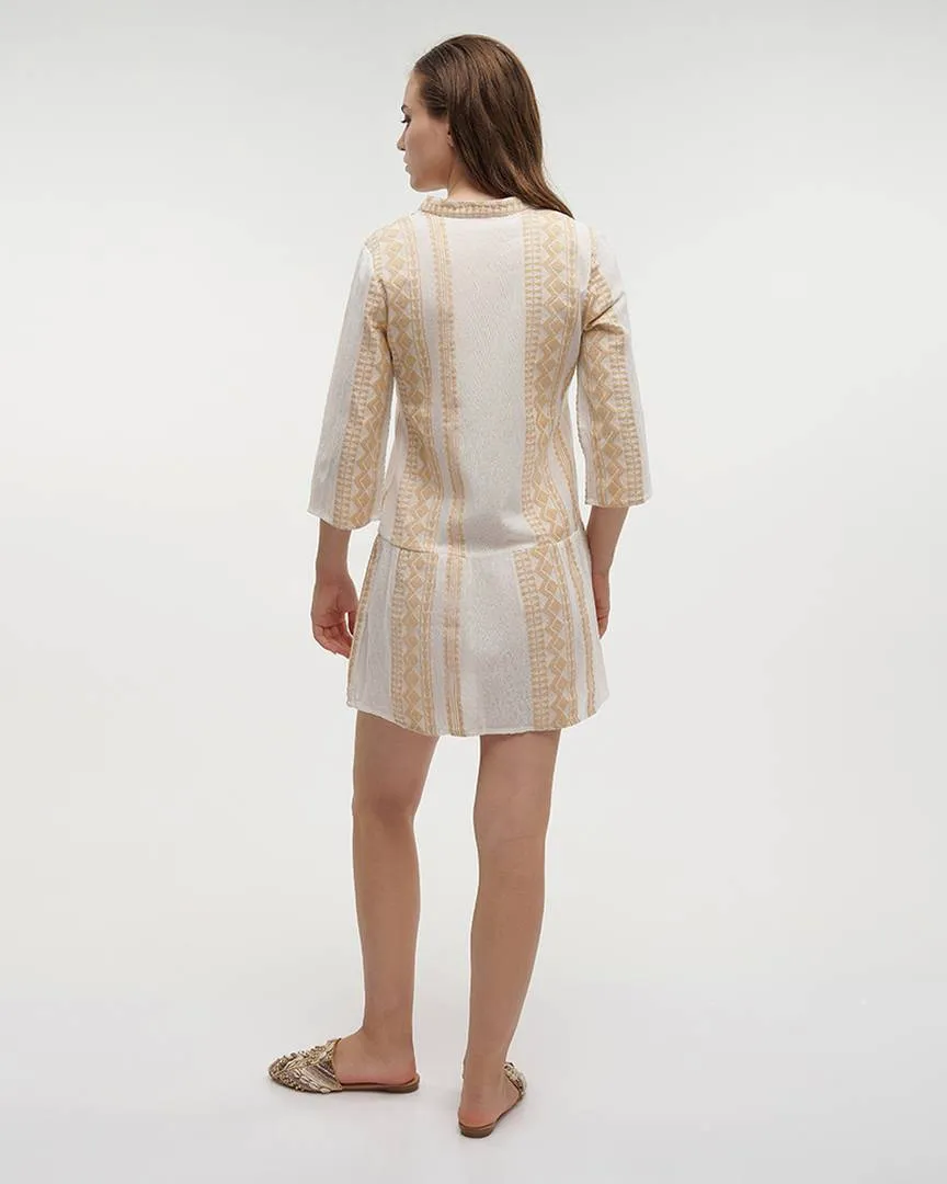 ΦΟΡΕΜΑ ΚΟΝΤΟ ΜΕ 3/4 ΜΑΝΙΚΙ ΑΣΠΡΟ/ΧΡΥΣΟ ONE SIZE (100% COTTON) ΦΟΡΕΜΑ ΚΟΝΤΟ ΜΕ 3/4 ΜΑΝΙΚΙ ΑΣΠΡΟ/ΧΡΥΣΟ ONE SIZE (100% COTTON)