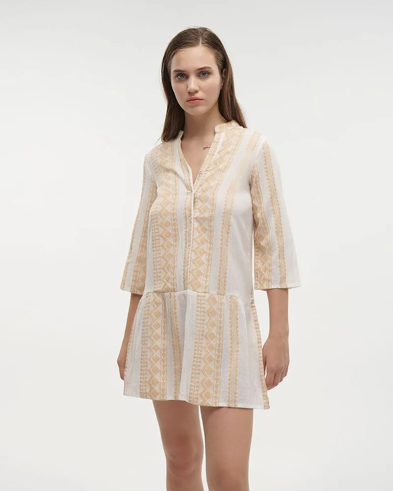 ΦΟΡΕΜΑ ΚΟΝΤΟ ΜΕ 3/4 ΜΑΝΙΚΙ ΑΣΠΡΟ/ΧΡΥΣΟ ONE SIZE (100% COTTON) ΦΟΡΕΜΑ ΚΟΝΤΟ ΜΕ 3/4 ΜΑΝΙΚΙ ΑΣΠΡΟ/ΧΡΥΣΟ ONE SIZE (100% COTTON)