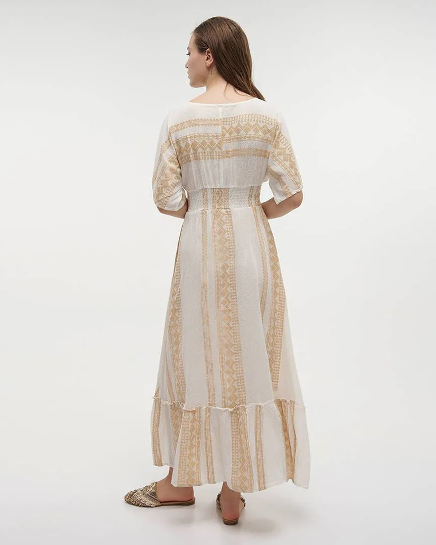 ΦΟΡΕΜΑ ΜΑΚΡΥ ΜΕ ΚΟΝΤΟ ΜΑΝΙΚΙ ΑΣΠΡΟ/ΧΡΥΣΟ ONE SIZE (100% COTTON) ΦΟΡΕΜΑ ΜΑΚΡΥ ΜΕ ΚΟΝΤΟ ΜΑΝΙΚΙ ΑΣΠΡΟ/ΧΡΥΣΟ ONE SIZE (100% COTTON)