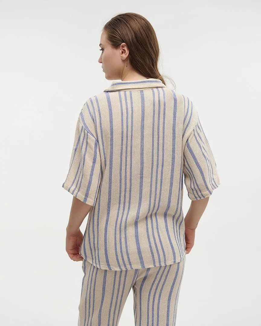 ΠΟΥΚΑΜΙΣΟ ΜΕ ΚΟΝΤΟ ΜΑΝΙΚΙ ΛΕΥΚΟ/ΓΑΛΑΖΙΟ ONE SIZE (100% COTTON) ΠΟΥΚΑΜΙΣΟ ΜΕ ΚΟΝΤΟ ΜΑΝΙΚΙ ΛΕΥΚΟ/ΓΑΛΑΖΙΟ ONE SIZE (100% COTTON)