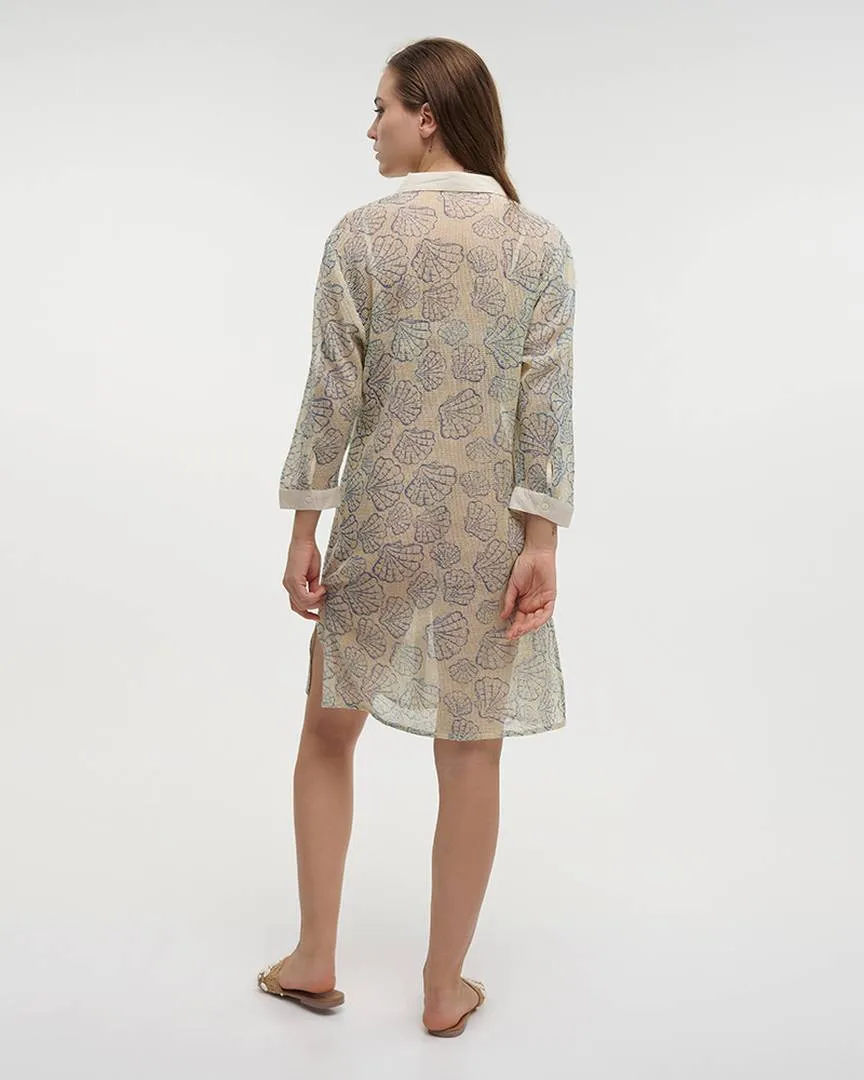 ΠΟΥΚΑΜΙΣΑ ΜΑΚΡΙΑ ΛΕΥΚΗ ΜΕ ΜΠΛΕ ΚΟΧΥΛΙΑ ONE SIZE (100% COTTON)