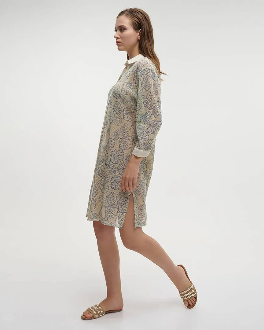 ΠΟΥΚΑΜΙΣΑ ΜΑΚΡΙΑ ΛΕΥΚΗ ΜΕ ΜΠΛΕ ΚΟΧΥΛΙΑ ONE SIZE (100% COTTON)