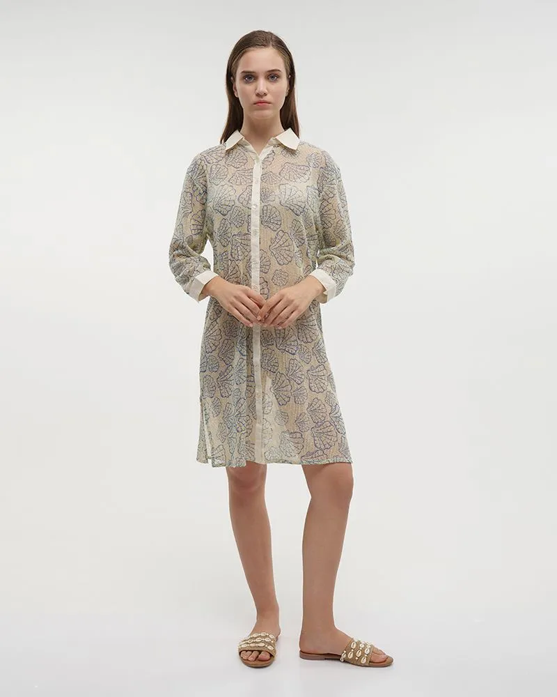 ΠΟΥΚΑΜΙΣΑ ΜΑΚΡΙΑ ΛΕΥΚΗ ΜΕ ΜΠΛΕ ΚΟΧΥΛΙΑ ONE SIZE (100% COTTON)