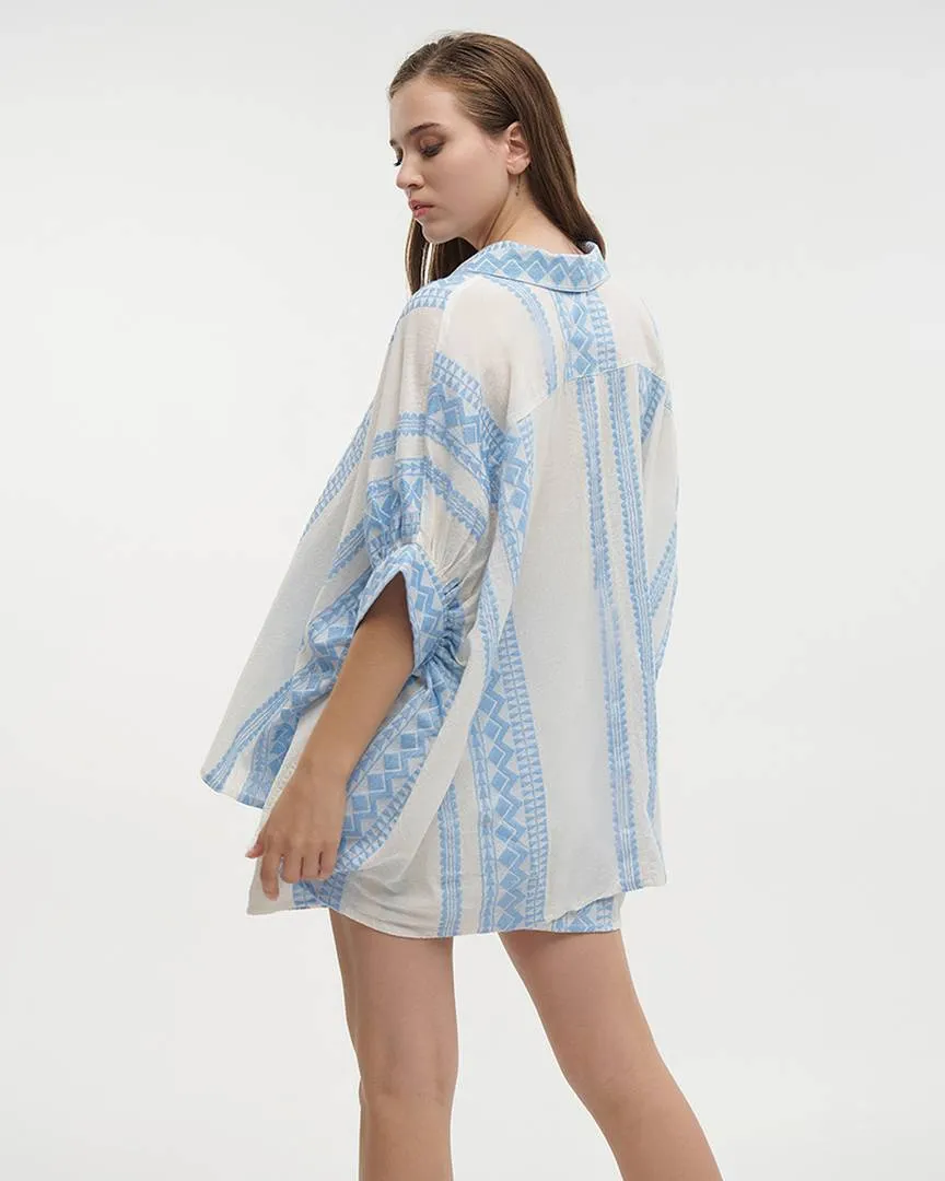 ΠΟΥΚΑΜΙΣΟ ΜΕ ΜΑΚΡΥ ΜΑΝΙΚΙ ΛΕΥΚΟ/ΓΑΛΑΖΙΟ ONE SIZE (100% COTTON) ΠΟΥΚΑΜΙΣΟ ΜΕ ΜΑΚΡΥ ΜΑΝΙΚΙ ΛΕΥΚΟ/ΓΑΛΑΖΙΟ ONE SIZE (100% COTTON)