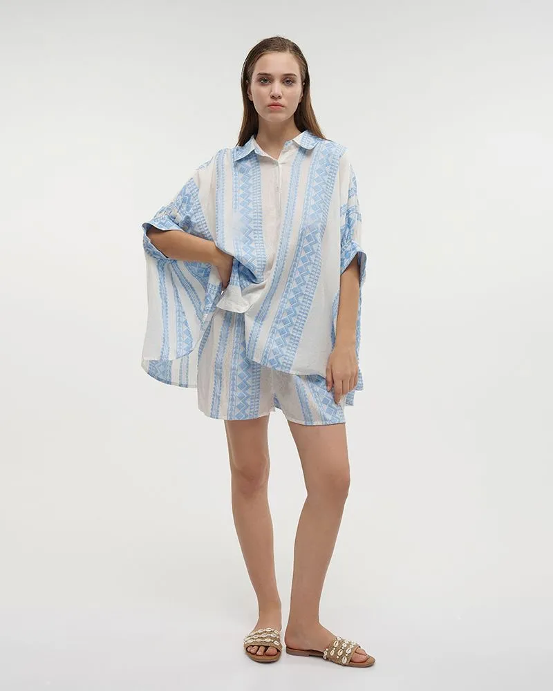 ΠΟΥΚΑΜΙΣΟ ΜΕ ΜΑΚΡΥ ΜΑΝΙΚΙ ΛΕΥΚΟ/ΓΑΛΑΖΙΟ ONE SIZE (100% COTTON) ΠΟΥΚΑΜΙΣΟ ΜΕ ΜΑΚΡΥ ΜΑΝΙΚΙ ΛΕΥΚΟ/ΓΑΛΑΖΙΟ ONE SIZE (100% COTTON)