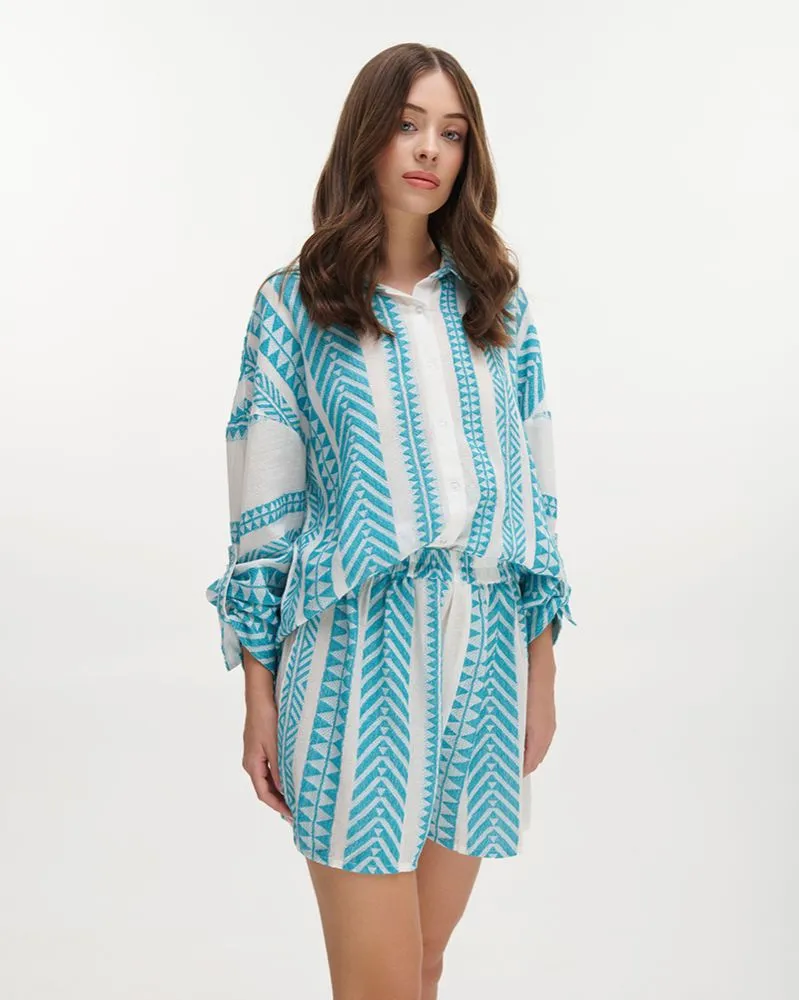 ΠΟΥΚΑΜΙΣΟ ΜΕ ΜΑΚΡΥ ΜΑΝΙΚΙ ΛΕΥΚΟ/ΤΙΡΚΟΥΑΖ ONE SIZE (100% COTTON) ΠΟΥΚΑΜΙΣΟ ΜΕ ΜΑΚΡΥ ΜΑΝΙΚΙ ΛΕΥΚΟ/ΤΙΡΚΟΥΑΖ ONE SIZE (100% COTTON)