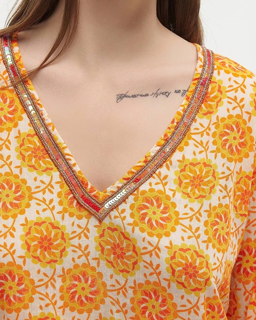 ΚΑΦΤΑΝΙ ΚΟΝΤΟ ΜΕ ΜΑΚΡΥ ΜΑΝΙΚΙ ΠΟΡΤΟΚΑΛΙ ONE SIZE (100% COTTON)