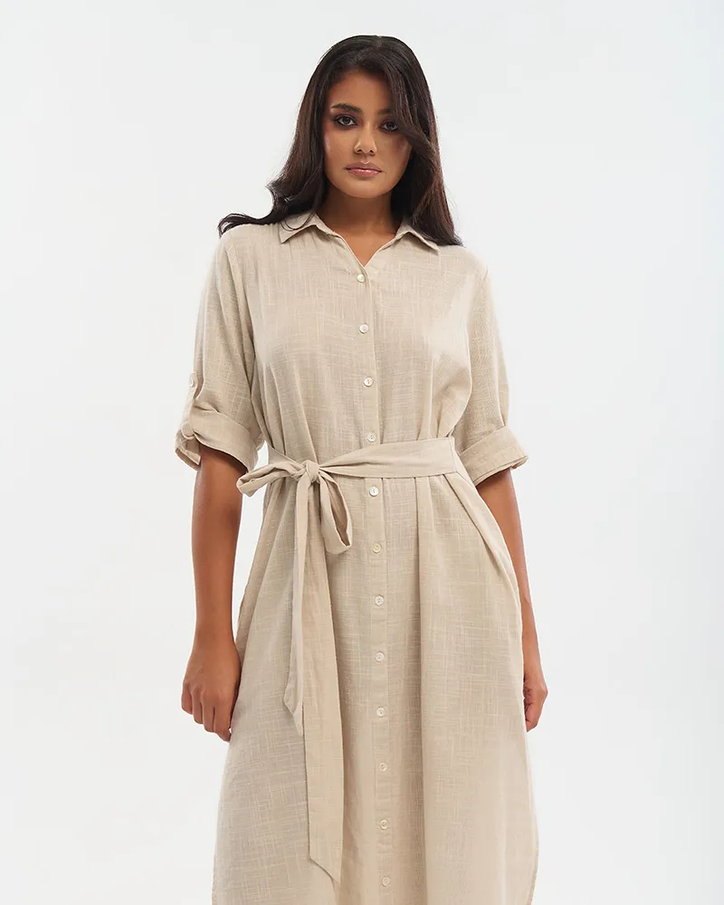 ΠΟΥΚΑΜΙΣΑ ΜΑΚΡΙΑ ΜΕ 3/4 ΜΑΝΙΚΙ ΚΑΙ ΖΩΝΗ ΜΠΕΖ S/M (100% COTTON SLUB) ΠΟΥΚΑΜΙΣΑ ΜΑΚΡΙΑ ΜΕ 3/4 ΜΑΝΙΚΙ ΚΑΙ ΖΩΝΗ ΜΠΕΖ S/M (100% COTTON SLUB)