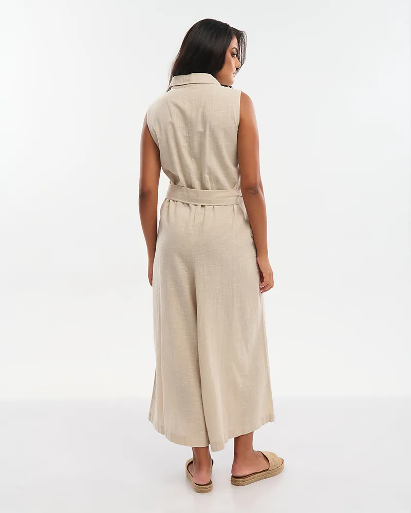 ΟΛΟΣΩΜΗ ΦΟΡΜΑ ΑΜΑΝΙΚΗ ΜΕ ΖΩΝΗ ΜΠΕΖ M/L (100% COTTON SLUB)