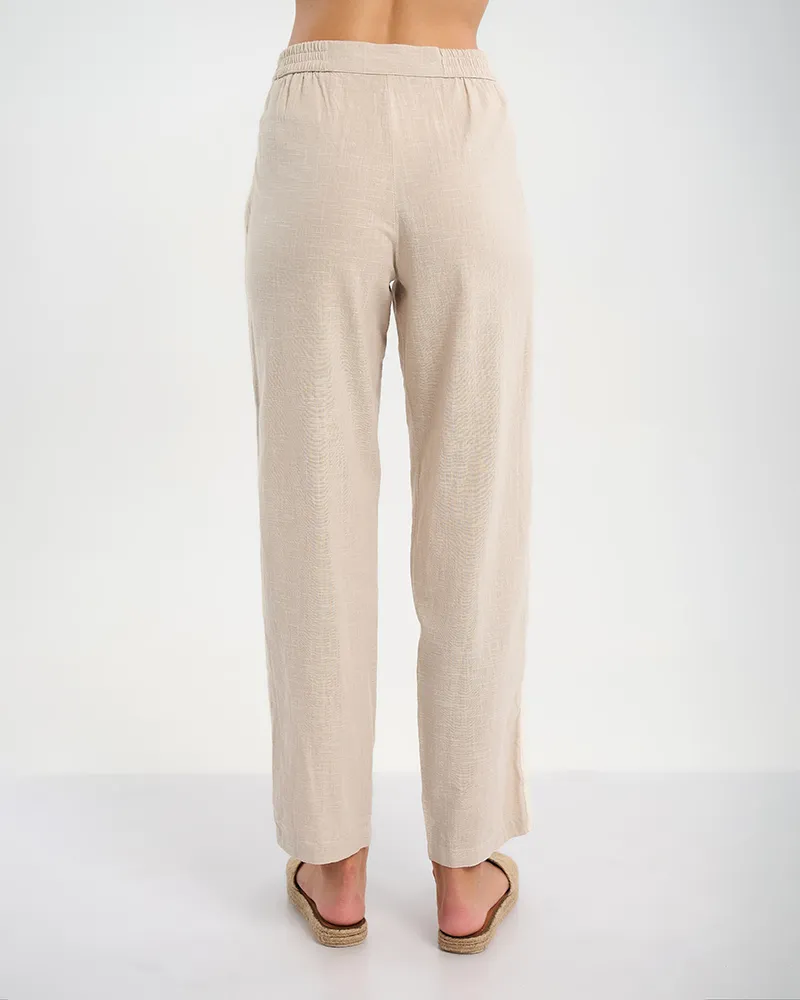 ΠΑΝΤΕΛΟΝΙ ΜΠΕΖ ΜΕ ΕΚΡΟΥ ΡΙΓΑ ΣΤΟ ΠΛΑΙ S/M (100% COTTON LINO)