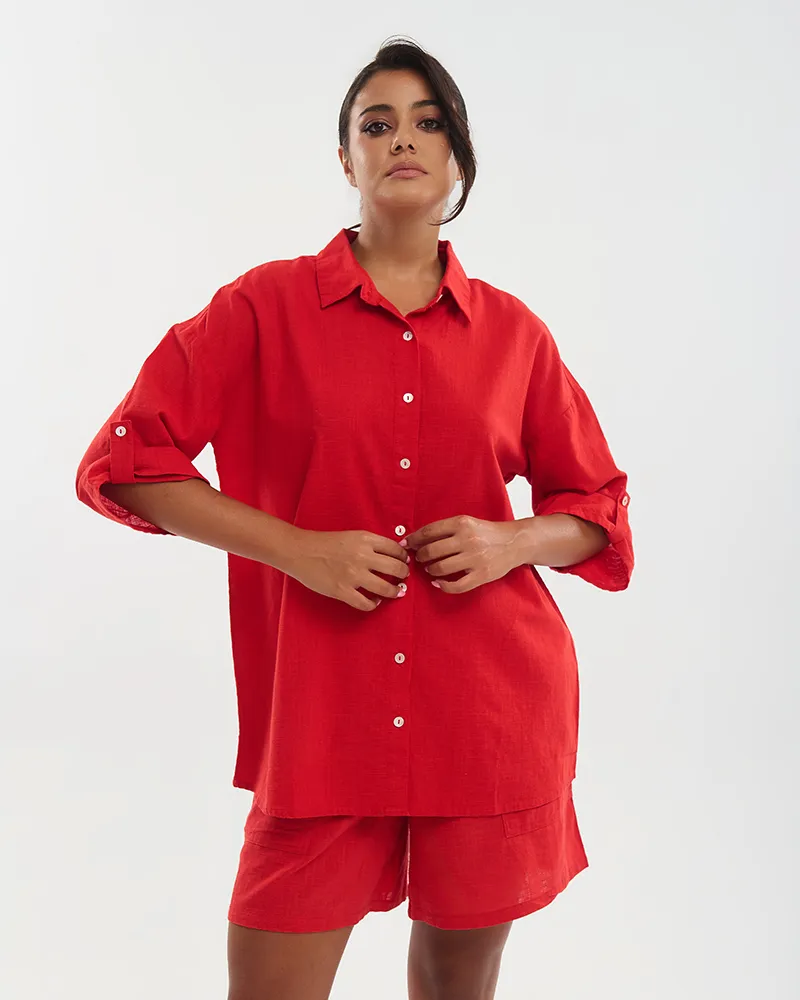 ΠΟΥΚΑΜΙΣΟ ΜΕ 3/4 ΜΑΝΙΚΙ ΚΟΚΚΙΝΟ S/M (100% COTTON SLUB) ΠΟΥΚΑΜΙΣΟ ΜΕ 3/4 ΜΑΝΙΚΙ ΚΟΚΚΙΝΟ S/M (100% COTTON SLUB)