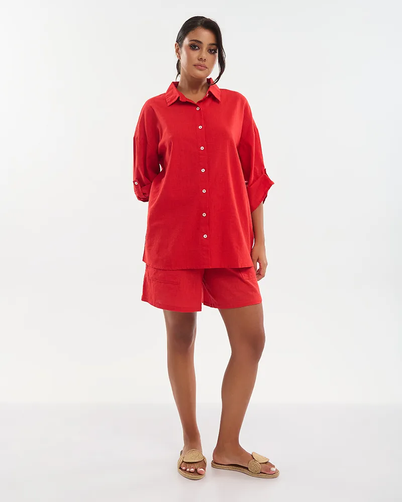 ΠΟΥΚΑΜΙΣΟ ΜΕ 3/4 ΜΑΝΙΚΙ ΚΟΚΚΙΝΟ S/M (100% COTTON SLUB) ΠΟΥΚΑΜΙΣΟ ΜΕ 3/4 ΜΑΝΙΚΙ ΚΟΚΚΙΝΟ S/M (100% COTTON SLUB)