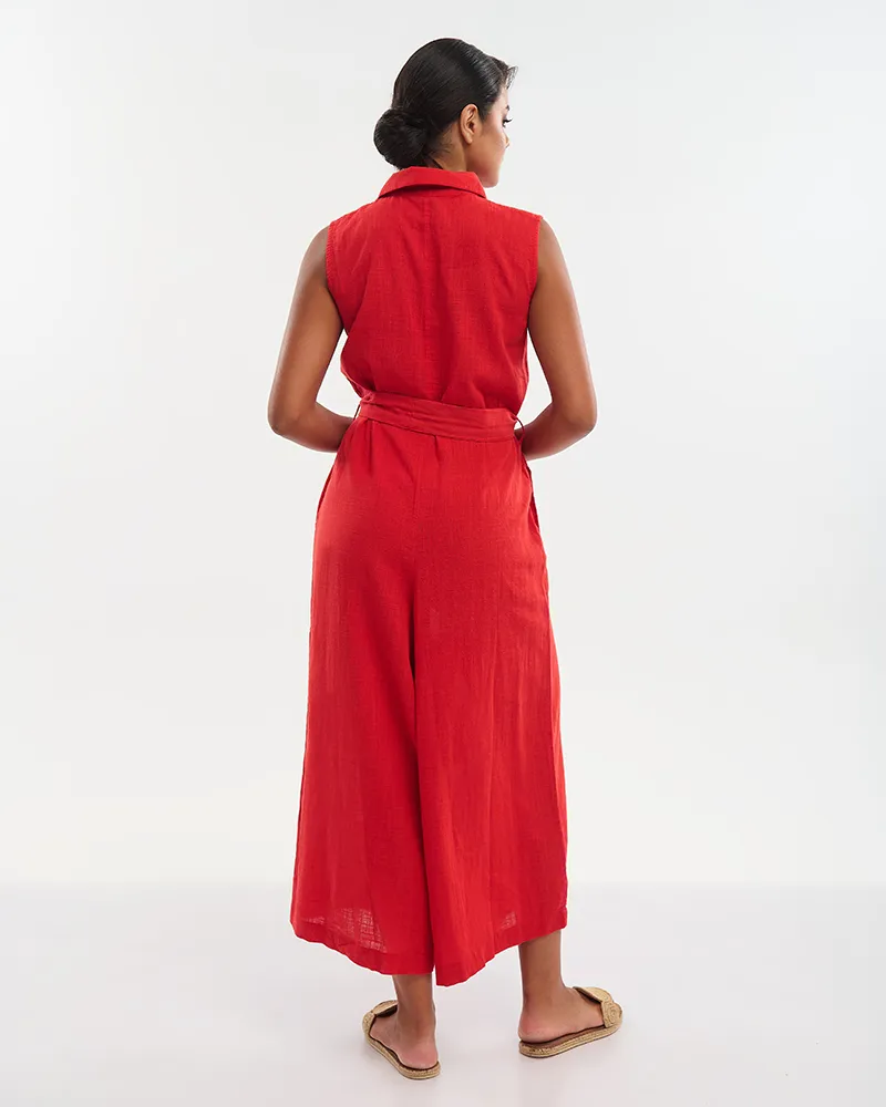 ΟΛΟΣΩΜΗ ΦΟΡΜΑ ΑΜΑΝΙΚΗ ΜΕ ΖΩΝΗ ΚΟΚΚΙΝΗ S/M (100% COTTON SLUB)