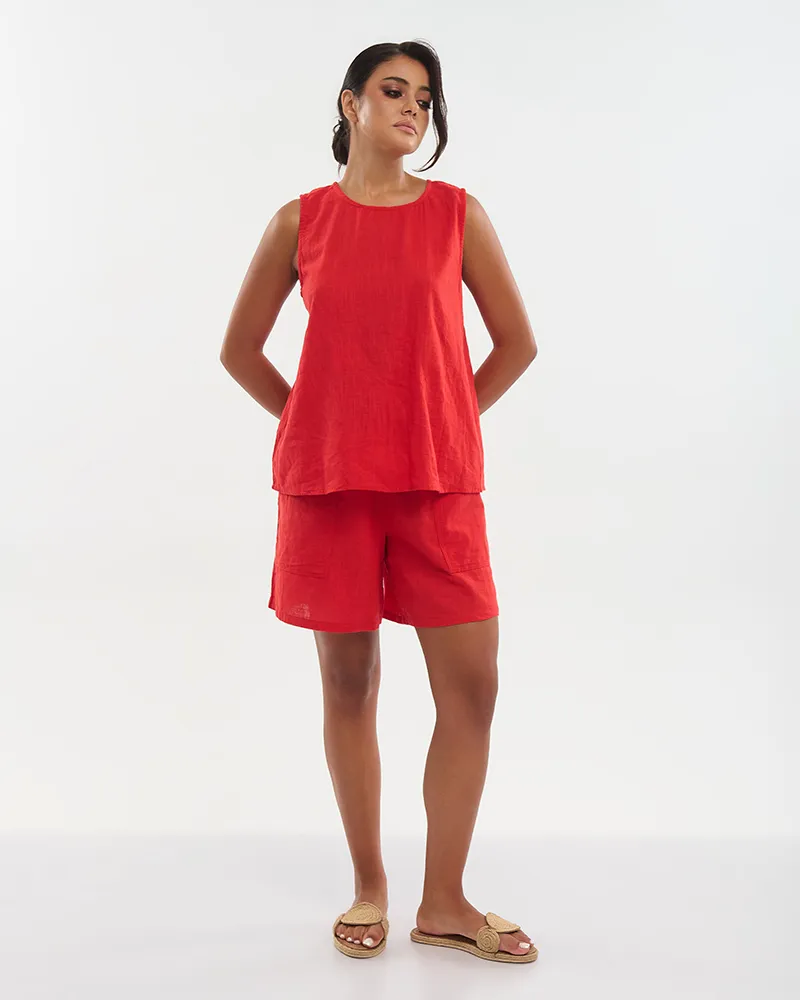 ΤΟΠ ΑΜΑΝΙΚΟ ΚΟΚΚΙΝΟ M/L (100% COTTON LINO)