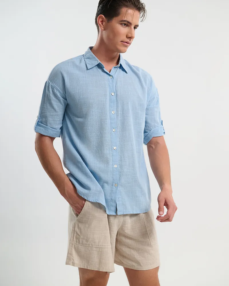 ΠΟΥΚΑΜΙΣΟ ΑΝΔΡΙΚΟ ΜΕ 3/4 ΜΑΝΙΚΙ ΓΑΛΑΖΙΟ S/M (100% COTTON SLUB) ΠΟΥΚΑΜΙΣΟ ΑΝΔΡΙΚΟ ΜΕ 3/4 ΜΑΝΙΚΙ ΓΑΛΑΖΙΟ S/M (100% COTTON SLUB)