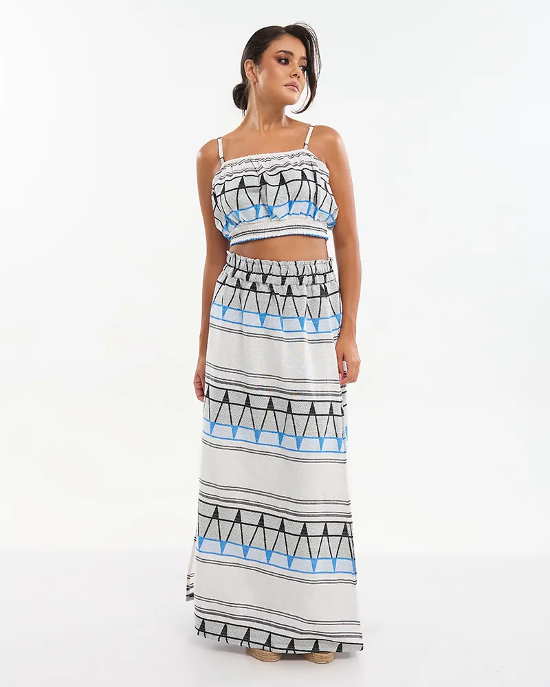 S/2 ΚΟΝΤΟ ΤΟΠ ΚΑΙ ΦΟΥΣΤΑ ΜΑΚΡΙΑ ΣΕ ΛΕΥΚΌ/ΜΠΛΕ/ΜΑΥΡΟ ONE SIZE (100% COTTON)