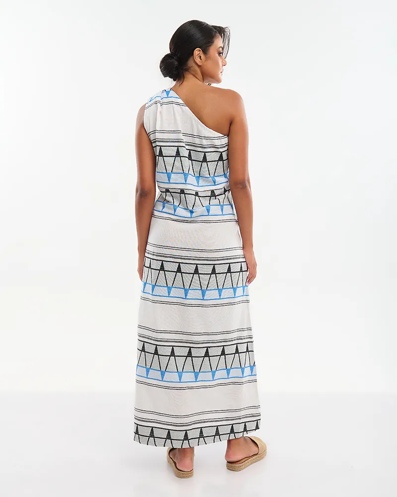 ΦΟΡΕΜΑ ΜΑΚΡΥ ΜΕ ΈΝΑ ΩΜΟ ΣΕ ΜΑΥΡΟ/ΛΕΥΚΟ/ΜΠΛΕ ONE SIZE (100% COTTON)