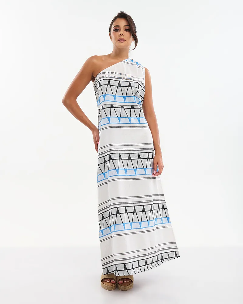 ΦΟΡΕΜΑ ΜΑΚΡΥ ΜΕ ΈΝΑ ΩΜΟ ΣΕ ΜΑΥΡΟ/ΛΕΥΚΟ/ΜΠΛΕ ONE SIZE (100% COTTON) ΦΟΡΕΜΑ ΜΑΚΡΥ ΜΕ ΈΝΑ ΩΜΟ ΣΕ ΜΑΥΡΟ/ΛΕΥΚΟ/ΜΠΛΕ ONE SIZE (100% COTTON)