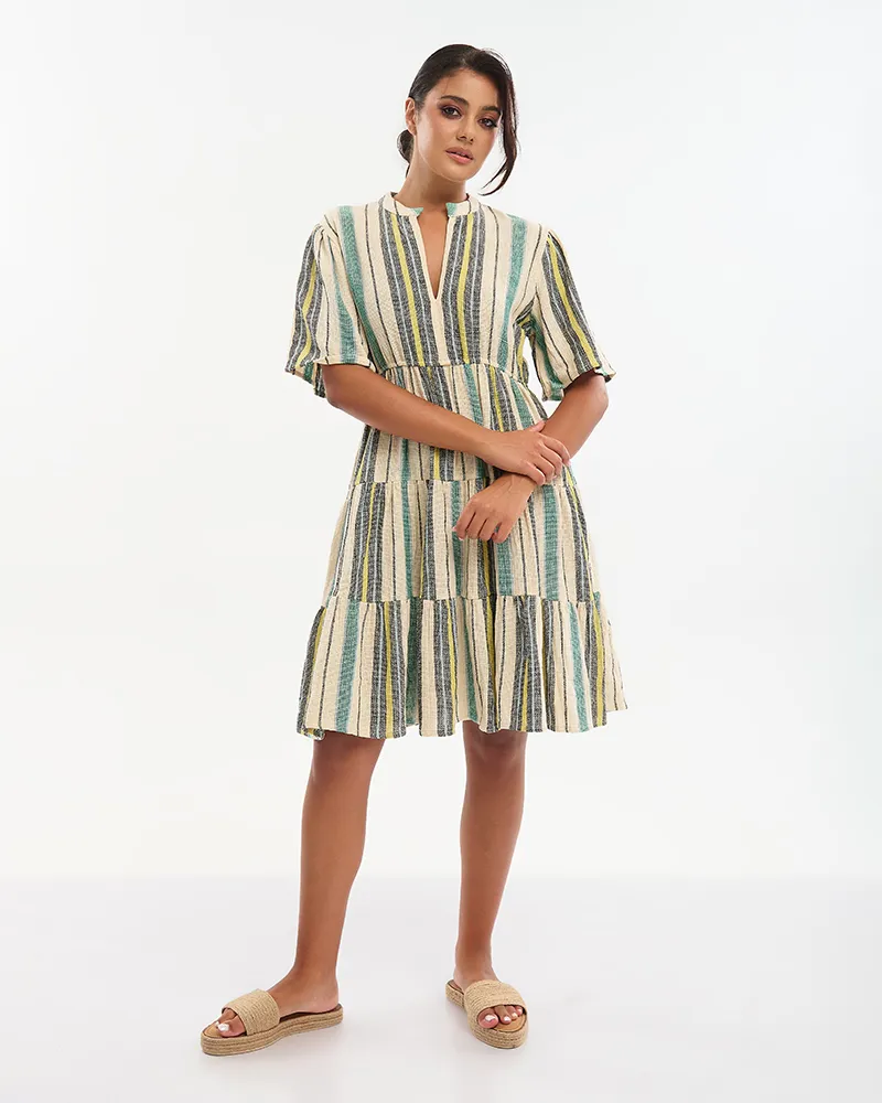 ΦΟΡΕΜΑ ΜΕ ΚΟΝΤΟ ΜΑΝΙΚΙ ΣΕ ΕΚΡΟΎ/ΜΑΥΡΟ/ΠΡΆΣΙΝΟ ONE SIZE (100% COTTON)