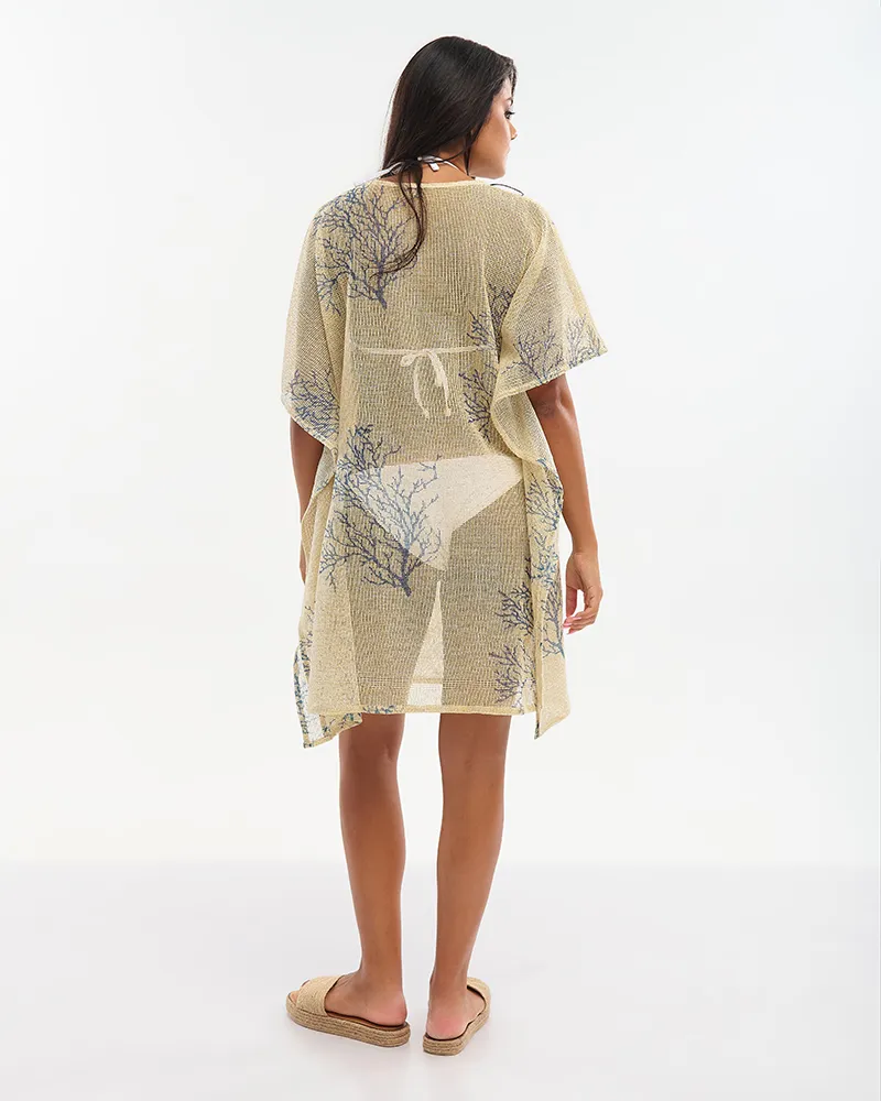 ΚΑΦΤΑΝΙ ΣΕ ΕΚΡΟΥ/ΜΠΛΕ ΜΕ ΧΡΥΣΕΣ ΛΕΠΤΟΜΕΡΕΙΕΣ ONE SIZE ( 100% COTTON)