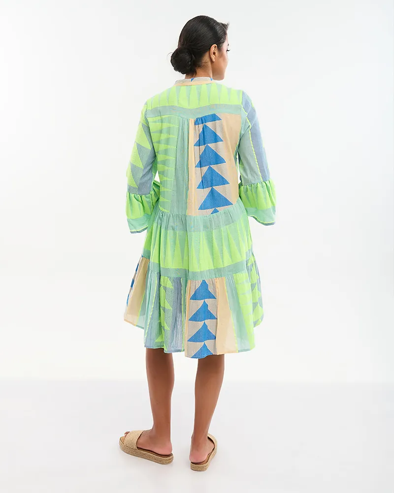 ΦΟΡΕΜΑ ΚΟΝΤΟ ΣΕ ΠΡΆΣΙΝΟ/ΜΠΛΕ/ΜΠΕΖ ΜΕ 3/4 ΜΑΝΙΚΙ ΚΑΙ ΒΟΛΑΝ ONE SIZE (100% COTTON)