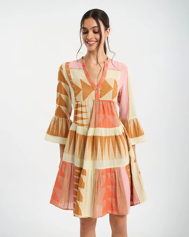 ΦΟΡΕΜΑ ΚΟΝΤΟ ΜΕ 3/4 ΜΑΝΙΚΙ ΣΕ ΚΑΜΕΛ ΧΡΩΜΑΤΑ ONE SIZE (100% COTTON)