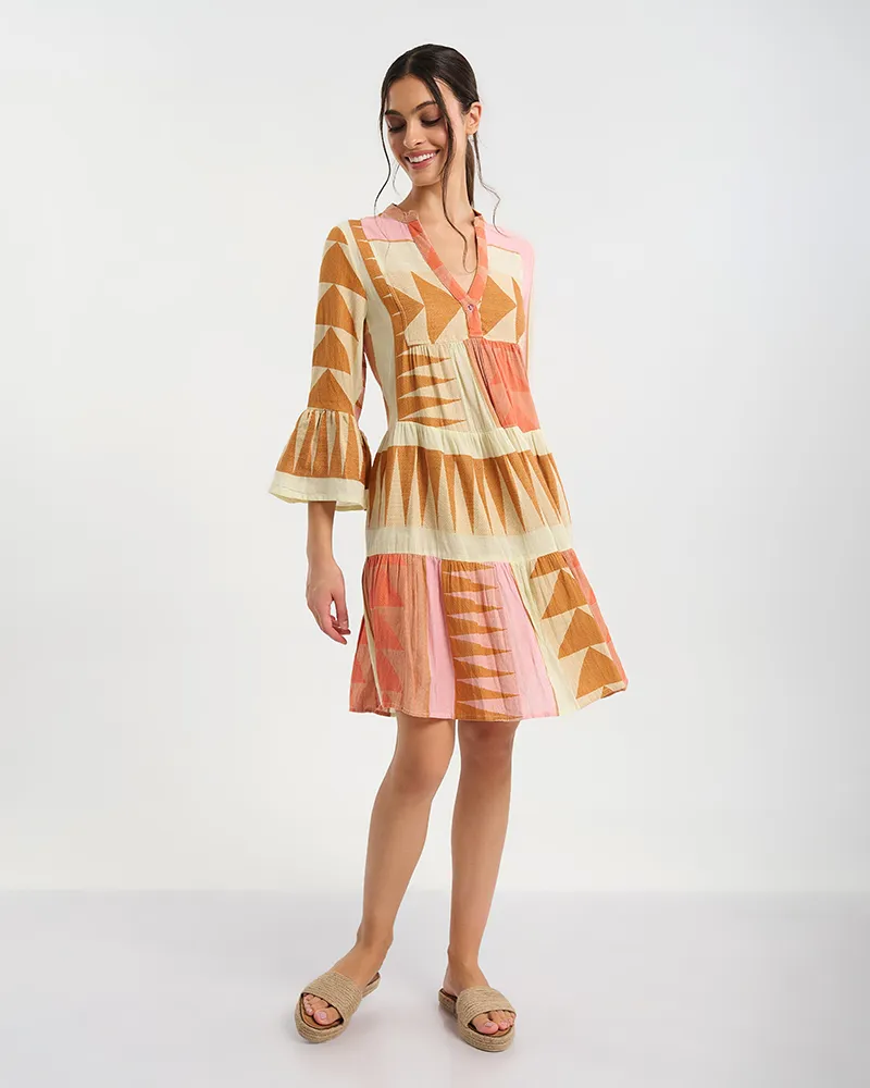 ΦΟΡΕΜΑ ΚΟΝΤΟ ΜΕ 3/4 ΜΑΝΙΚΙ ΣΕ ΚΑΜΕΛ ΧΡΩΜΑΤΑ ONE SIZE (100% COTTON)