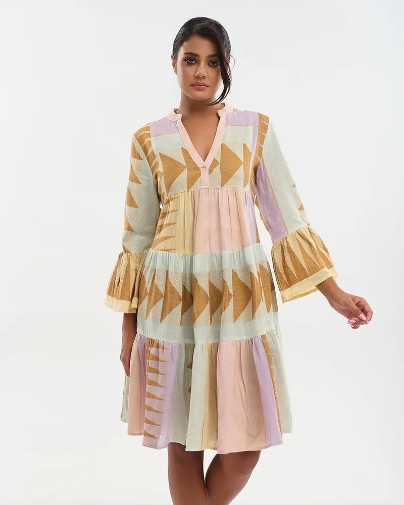 ΦΟΡΕΜΑ ΚΟΝΤΟ ΜΕ 3/4 ΜΑΝΙΚΙ ΣΕ ΠΑΣΤΕΛ ΧΡΩΜΑΤΑ ONE SIZE (100% COTTON)