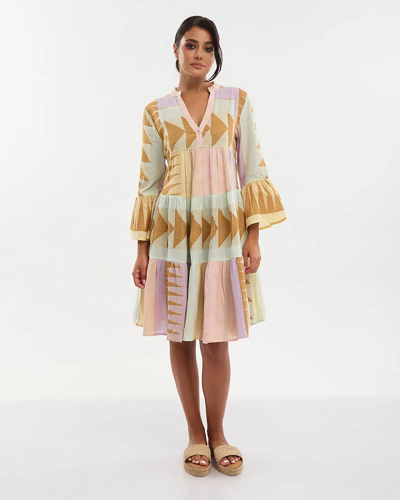 ΦΟΡΕΜΑ ΚΟΝΤΟ ΜΕ 3/4 ΜΑΝΙΚΙ ΣΕ ΠΑΣΤΕΛ ΧΡΩΜΑΤΑ ONE SIZE (100% COTTON)