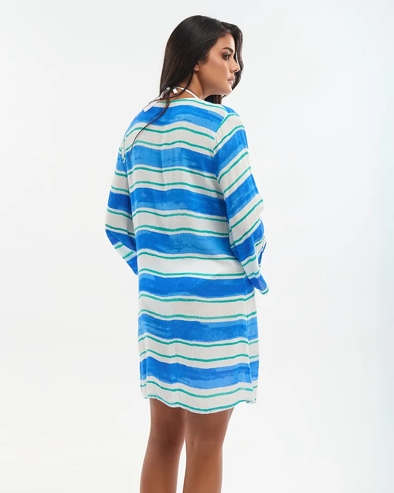 ΦΟΡΕΜΑ / ΚΑΦΤΑΝΙ ΣΕ ΜΠΛΕ/ΛΕΥΚΌ ΜΕ 3/4 ΜΑΝΙΚΙ ONE SIZE (100% RAYON)