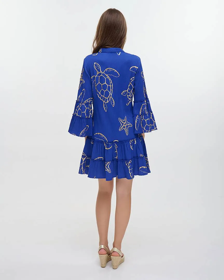 ΦΟΡΕΜΑ ΚΟΝΤΟ ME MAKR MANIKI ΜΠΛΕ ΜΕ ΚΕΝΤΗΤΕΣ ΛΕΠΤΟΜΕΡΕΙΕΣ ONE SIZE (100% POLYESTER)