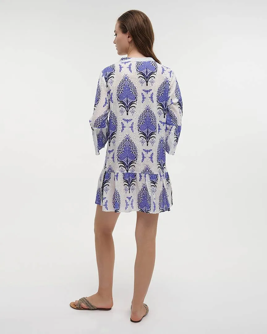 ΦΟΡΕΜΑ ΚΟΝΤΟ ME ΜΑΚΡΥ MANIKI ΛΕΥΚΟ/ΜΠΛΕ/ΜΑΥΡΟ ΜΕ ΚΕΝΤΗΤΕΣ ΛΕΠΤΟΜΕΡΕΙΕΣ ONE SIZE (100% COTTON)