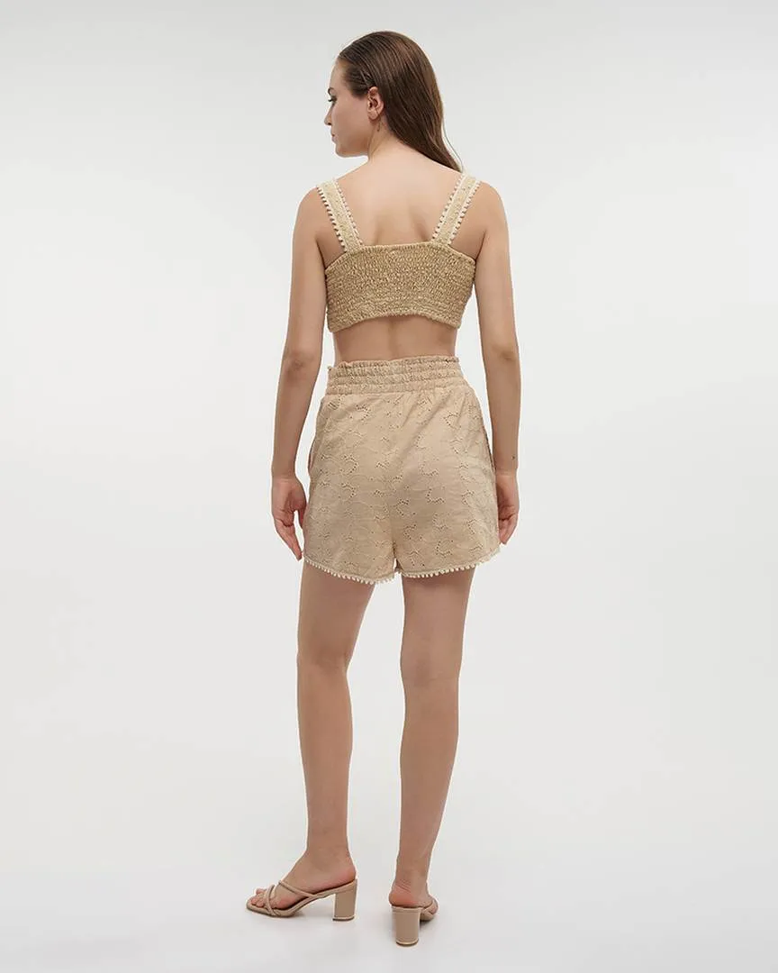 ΤΟΠ ΚΟΝΤΟ ΑΜΑΝΙΚΟ ΜΠΕΖ ΜΕ ΚΕΝΤΗΤΕΣ ΛΕΠΤΟΜΕΡΕΙΕΣ ONE SIZE (100% COTTON)