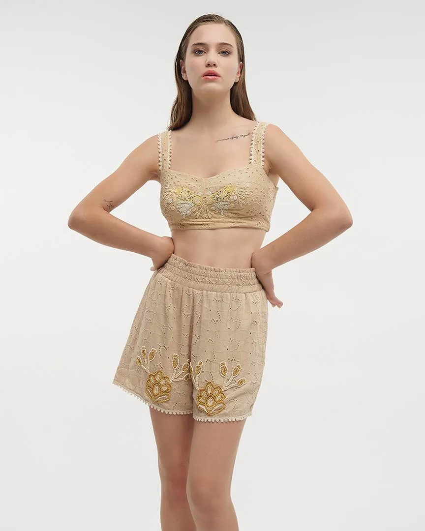 ΤΟΠ ΚΟΝΤΟ ΑΜΑΝΙΚΟ ΜΠΕΖ ΜΕ ΚΕΝΤΗΤΕΣ ΛΕΠΤΟΜΕΡΕΙΕΣ ONE SIZE (100% COTTON)