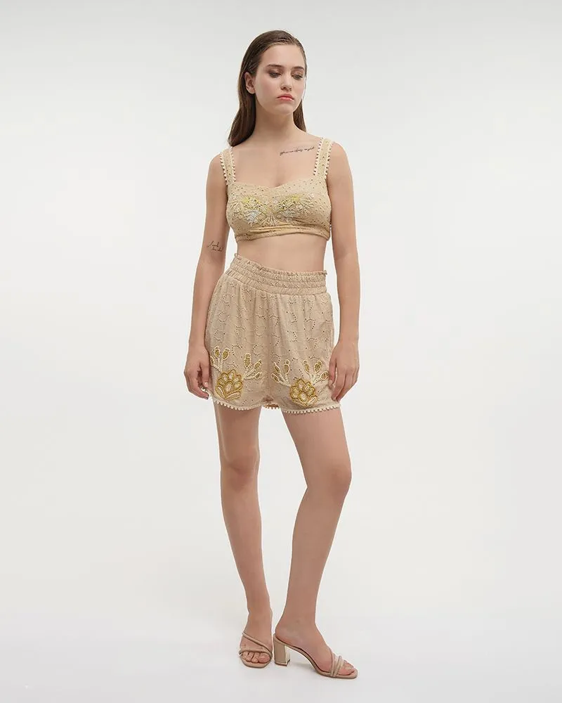 ΤΟΠ ΚΟΝΤΟ ΑΜΑΝΙΚΟ ΜΠΕΖ ΜΕ ΚΕΝΤΗΤΕΣ ΛΕΠΤΟΜΕΡΕΙΕΣ ONE SIZE (100% COTTON)