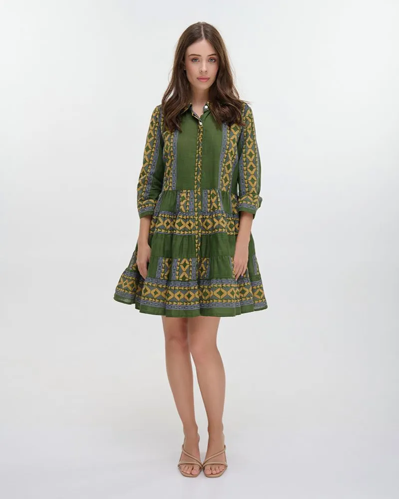 ΦΟΡΕΜΑ ΚΟΝΤΟ ME ΜΑΚΡΥ MANIKI ΚΑΙ ΚΟΥΜΠΙΑ ΧΑΚΙ ΜΕ ΚΕΝΤΗΤΕΣ ΛΕΠΤΟΜΕΡΕΙΕΣ ONE SIZE (100% COTTON)