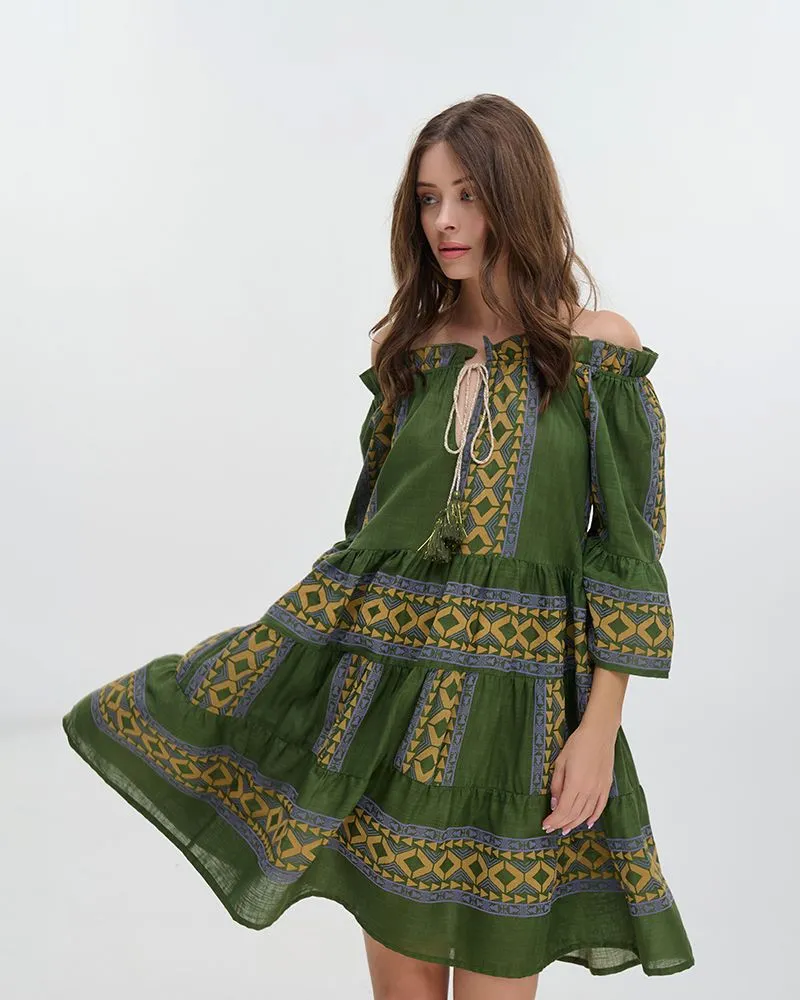 ΦΟΡΕΜΑ ΚΟΝΤΟ ME 3/4 MANIKI ΧΑΚΙ ΜΕ ΚΕΝΤΗΤΕΣ ΛΕΠΤΟΜΕΡΕΙΕΣ ONE SIZE (100% COTTON) ΦΟΡΕΜΑ ΚΟΝΤΟ ME 3/4 MANIKI ΧΑΚΙ ΜΕ ΚΕΝΤΗΤΕΣ ΛΕΠΤΟΜΕΡΕΙΕΣ ONE SIZE (100% COTTON)