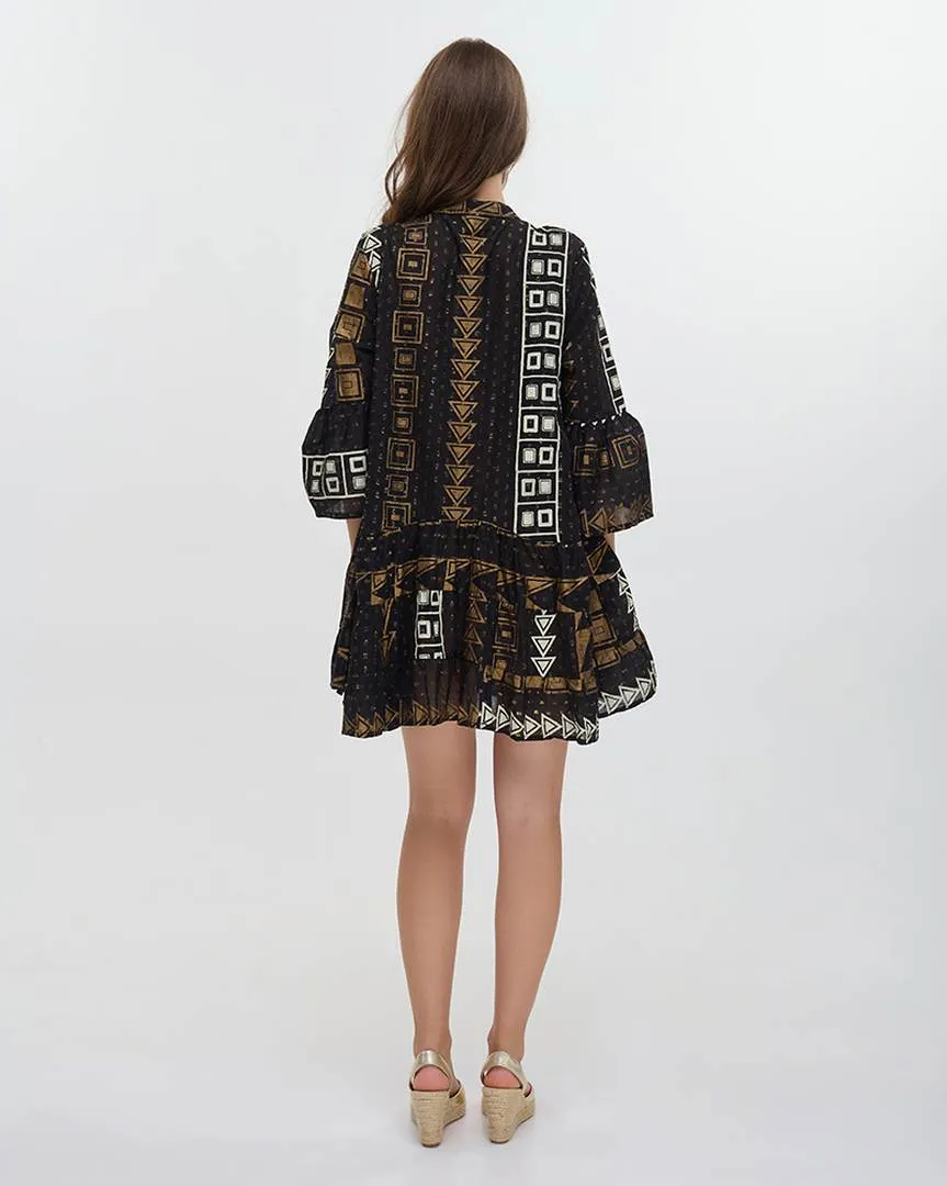 ΦΟΡΕΜΑ ΚΟΝΤΟ ΜΕ ΜΑΚΡΥ ΜΑΝΙΚΙ ΜΑΥΡΟ ΜΕ ΚΕΝΤΗΤΕΣ ΛΕΠΤΟΜΕΡΕΙΕΣ ONE SIZE (98% COTTON, 2% POLYESTER) ΦΟΡΕΜΑ ΚΟΝΤΟ ΜΕ ΜΑΚΡΥ ΜΑΝΙΚΙ ΜΑΥΡΟ ΜΕ ΚΕΝΤΗΤΕΣ ΛΕΠΤΟΜΕΡΕΙΕΣ ONE SIZE (98% COTTON, 2% POLYESTER)