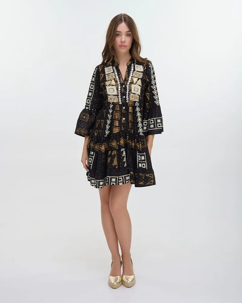 ΦΟΡΕΜΑ ΚΟΝΤΟ ΜΕ ΜΑΚΡΥ ΜΑΝΙΚΙ ΜΑΥΡΟ ΜΕ ΚΕΝΤΗΤΕΣ ΛΕΠΤΟΜΕΡΕΙΕΣ ONE SIZE (98% COTTON, 2% POLYESTER) ΦΟΡΕΜΑ ΚΟΝΤΟ ΜΕ ΜΑΚΡΥ ΜΑΝΙΚΙ ΜΑΥΡΟ ΜΕ ΚΕΝΤΗΤΕΣ ΛΕΠΤΟΜΕΡΕΙΕΣ ONE SIZE (98% COTTON, 2% POLYESTER)