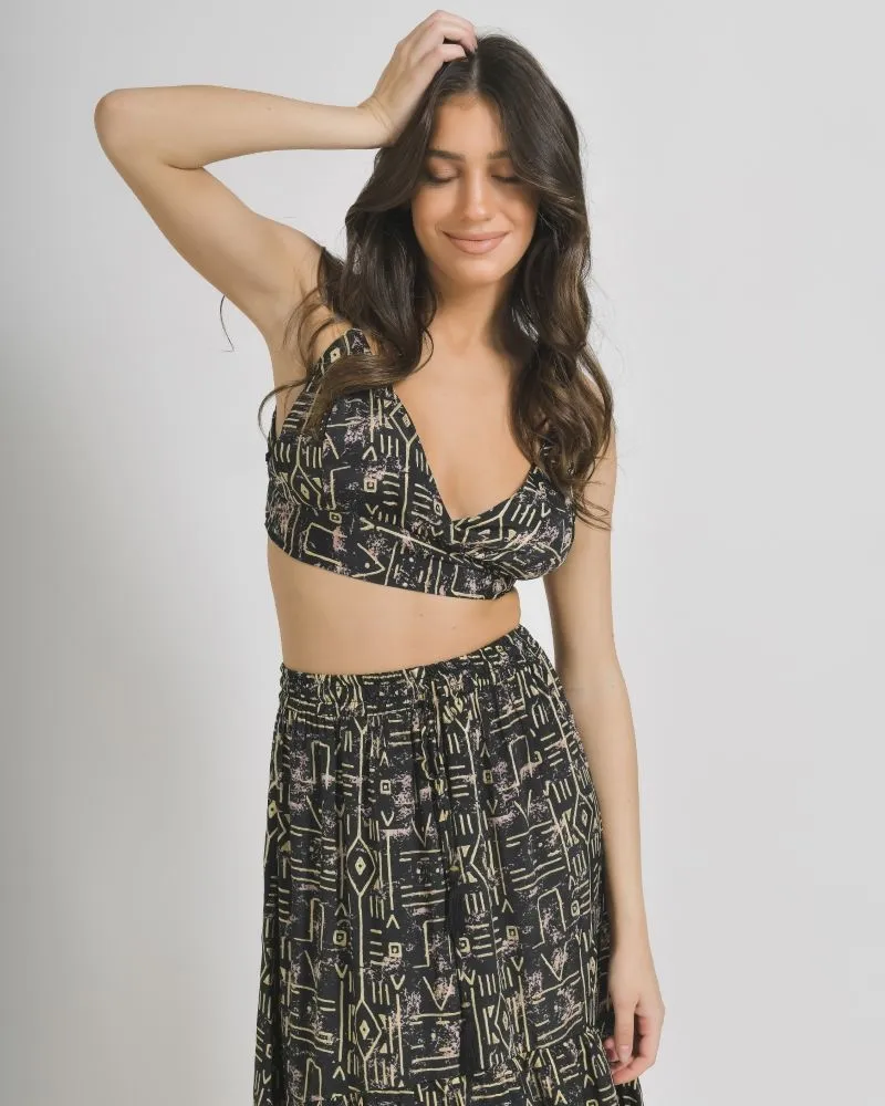 ΤΟΠ/ΜΠΛΟΥΖΑΚΙ ΜΕ ΔΕΣΙΜΟ ΣΕ ΜΑΥΡΟ ΧΡΩΜΑ ΜΕ ΓΕΩΜΕΤΡΙΚΑ ΣΧΕΔΙΑ ONE SIZE  (100% CREPE)