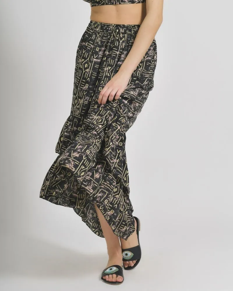 ΦΟΥΣΤΑ ΜΑΚΡΙΑ ΣΕ ΜΑΥΡΟ ΧΡΩΜΑ ΜΕ ΓΕΩΜΕΤΡΙΚΑ ΣΧΕΔΙΑ S/M (100% CREPE)