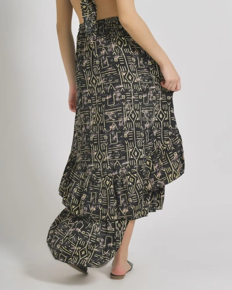 ΦΟΥΣΤΑ ΜΑΚΡΙΑ ΣΕ ΜΑΥΡΟ ΧΡΩΜΑ ΜΕ ΓΕΩΜΕΤΡΙΚΑ ΣΧΕΔΙΑ M/L (100% CREPE)