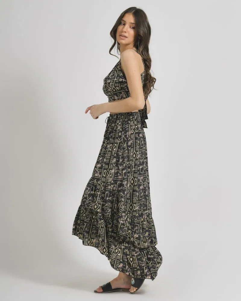 ΦΟΥΣΤΑ ΜΑΚΡΙΑ ΣΕ ΜΑΥΡΟ ΧΡΩΜΑ ΜΕ ΓΕΩΜΕΤΡΙΚΑ ΣΧΕΔΙΑ M/L (100% CREPE)