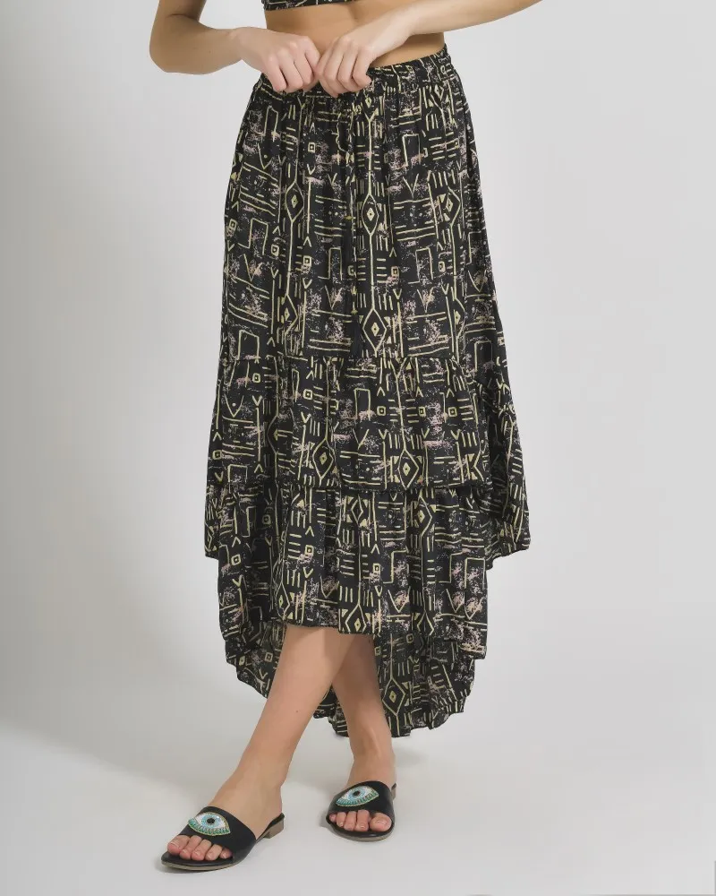 ΦΟΥΣΤΑ ΜΑΚΡΙΑ ΣΕ ΜΑΥΡΟ ΧΡΩΜΑ ΜΕ ΓΕΩΜΕΤΡΙΚΑ ΣΧΕΔΙΑ M/L (100% CREPE)